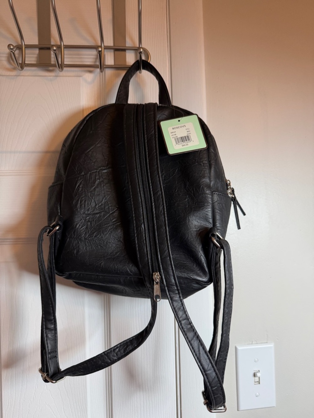 Stone & Co. Black Faux Leather Mini Backpack with Front Zip Pockets - Picture 4 of 6